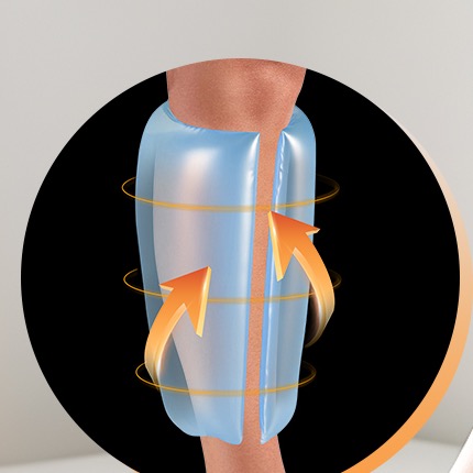 Illustration of the air bladder inflating and compressing the calf in a wave